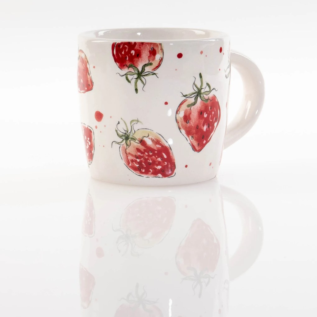 Kubek ceramiczny w truskawki STRAWBERRY, 450 ml