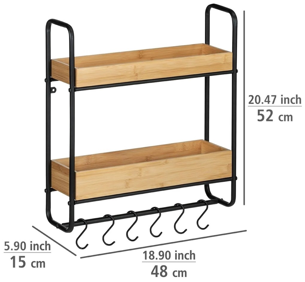 Półka na ścianę z wieszakami LOFT, dwupoziomowa, WENKO