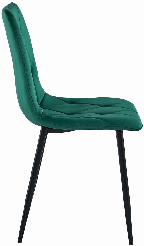 Ciemnozielone krzesło do jadalni welurowe LIBRA na czarnych nogach