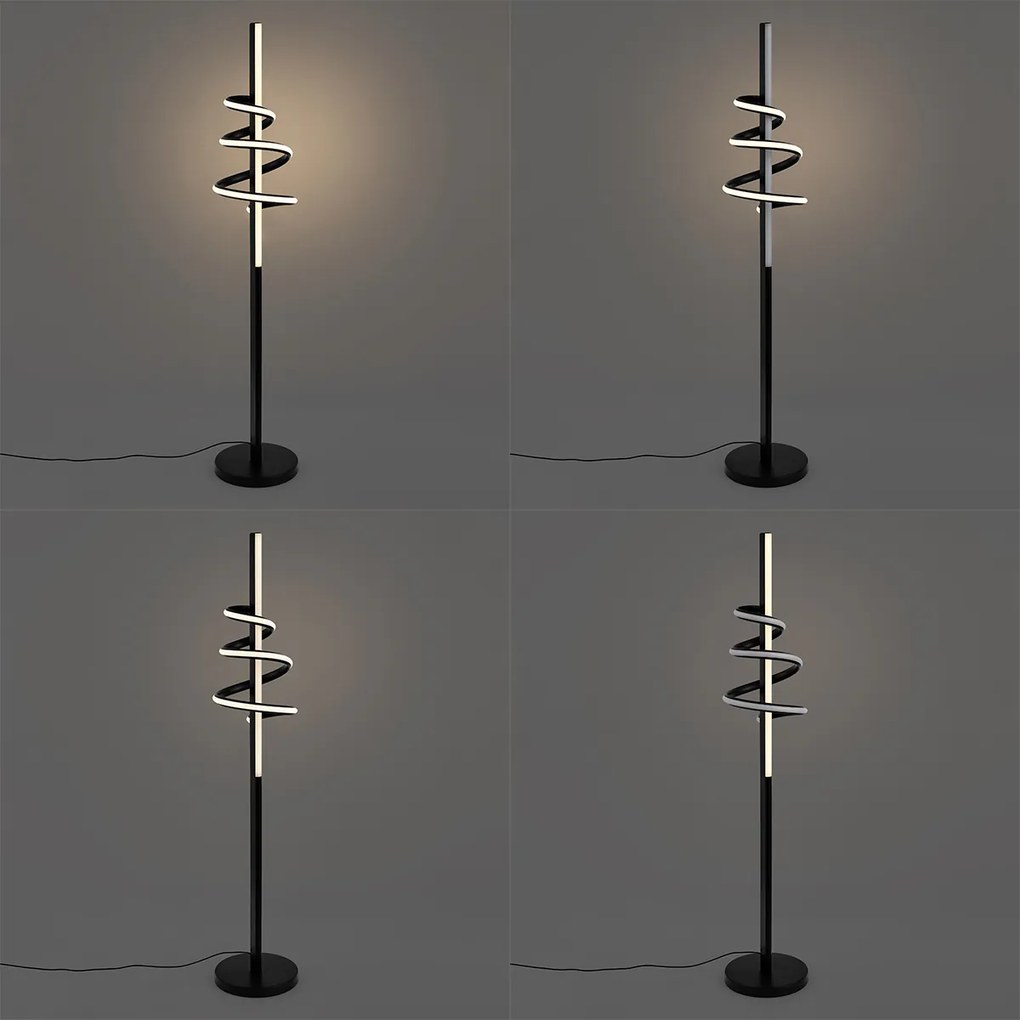 Designerska lampa podłogowa czarna ze ściemnialną diodą LED i przełącznikiem 3-stopniowym - Rolla