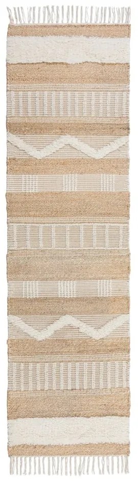 Beżowy chodnik z juty Flair Rugs Medina, 60x230 cm