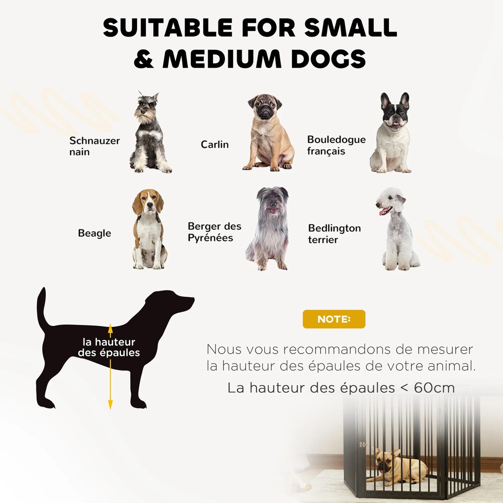 PawHut Park dla psów, zagroda dla zwierząt, 5 paneli, przenośne składane ogrodzenie, bezpieczne, czarne