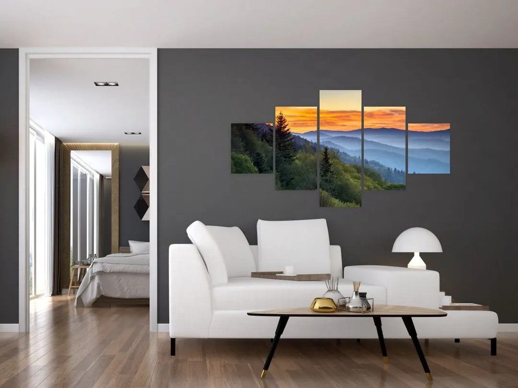 Obraz - Czerwone chmury w górach (125x70 cm)
