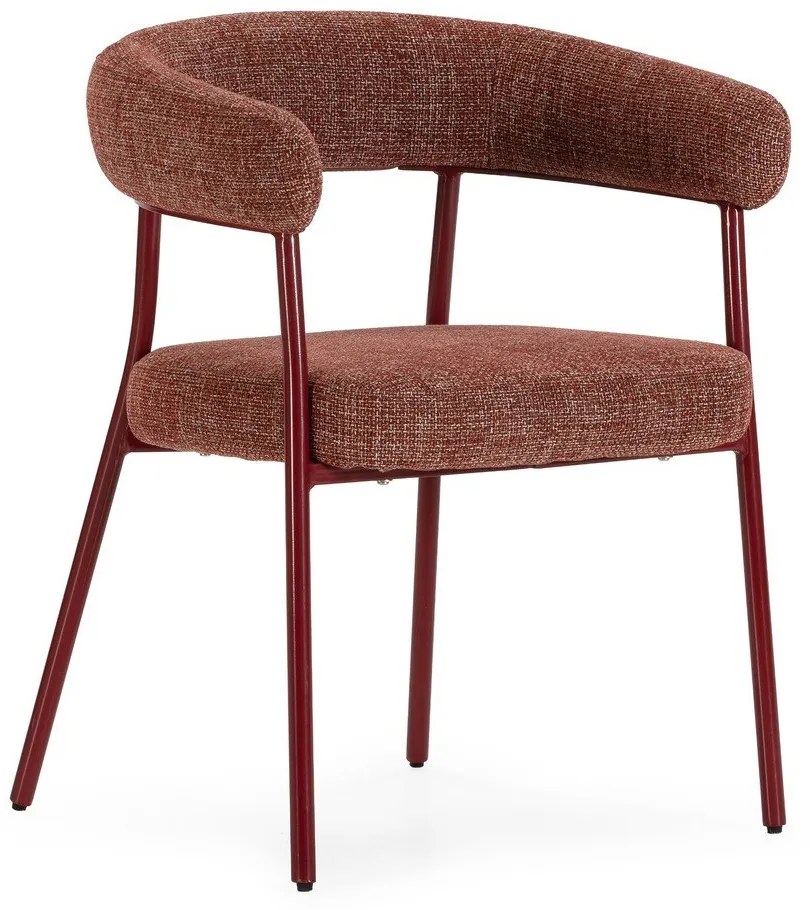 Tapicerowane fotele jadalniane zestaw z podłokietnikami 2 szt. w kolorze terakoty Yuri – MOME