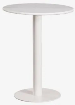 Okrągły Barowy Stół Z Naturalnego Kamienia Xiren Ø60 Cm & Biały Marmur Guangxi - Lodowcowa Biel - Sklum