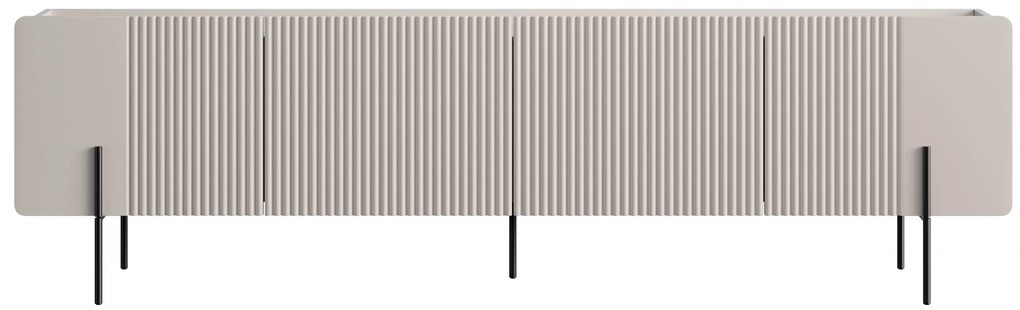 Szafka RTV Malmi 200 cm - kaszmir / crema bianca / czarne nóżki