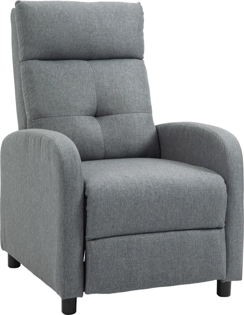 HOMCOM Fotel relaksacyjny z funkcją leżenia, wysuwany podnóżek, sprężyny kieszeniowe, do 150 kg, Szary