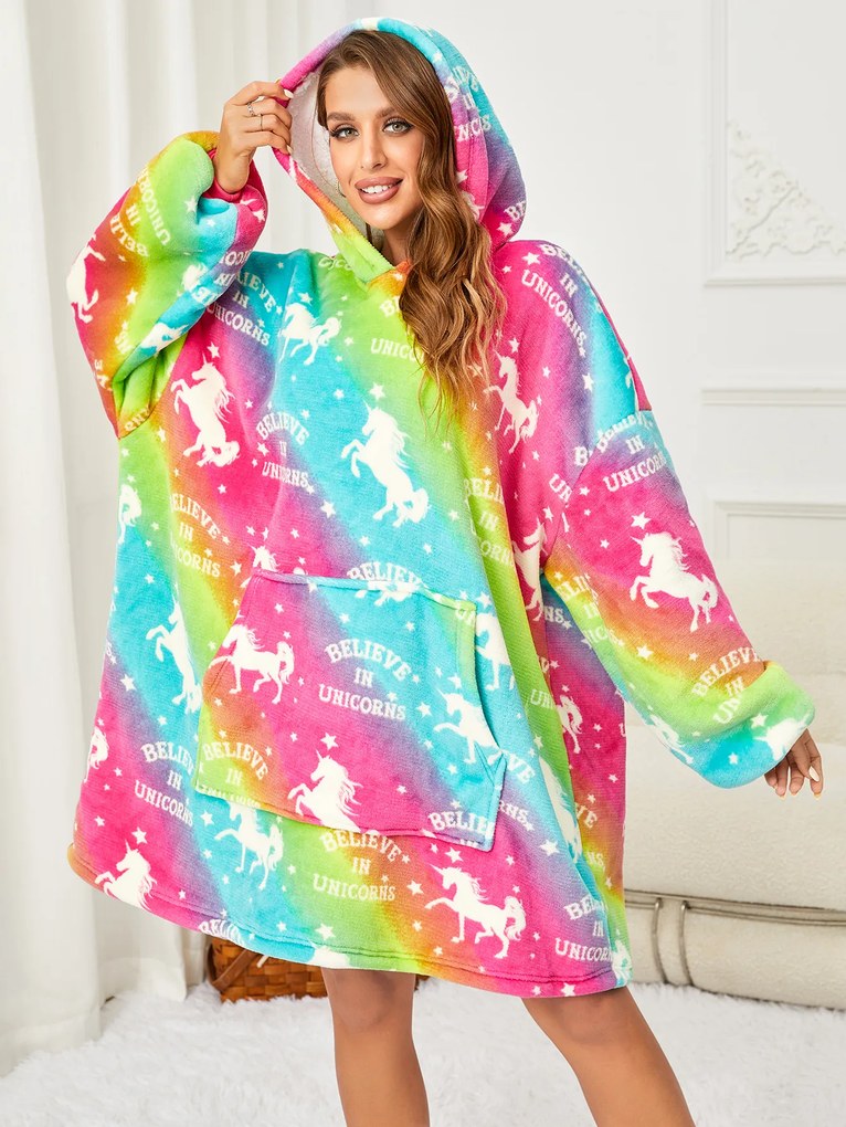 Koc bluza z baranka z rękawami i kapturem ALICORN kolorowa