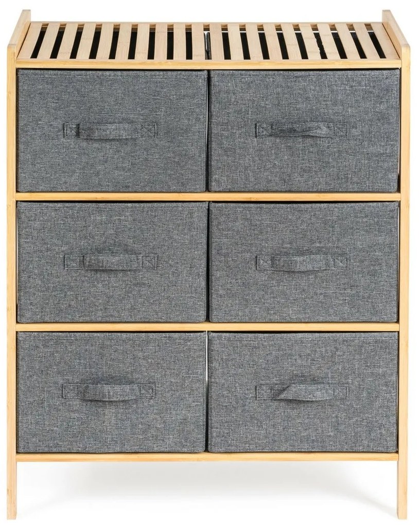 G21 Bambusowy regał z koszykami, 3 półki, szary, 3 piętra