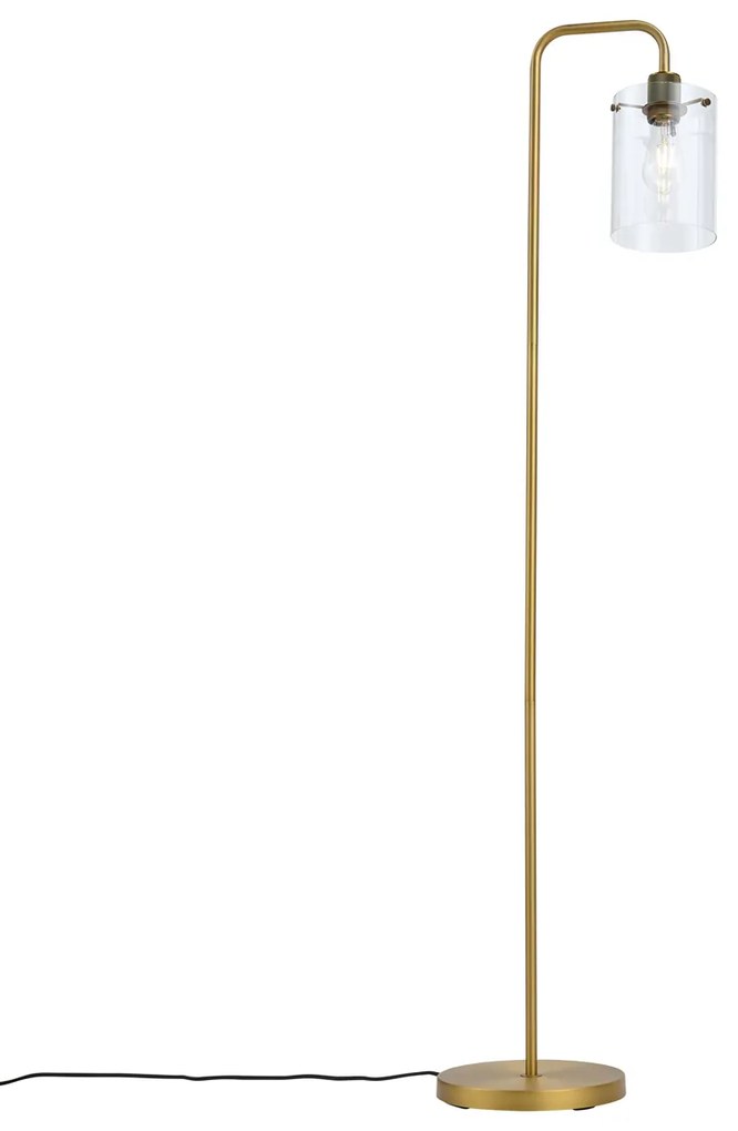 Designerska lampa podłogowa brązowa z przezroczystym szkłem - Domo Nowoczesny Oswietlenie wewnetrzne