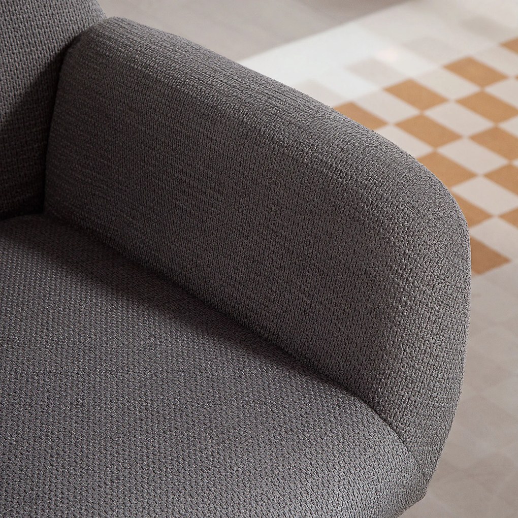 HOMCOM Nowoczesny Fotel Tapicerowany w Stylu Uszatego, Wysokie Oparcie, Grube Wypełnienie, Nogi Metalowe, Szary