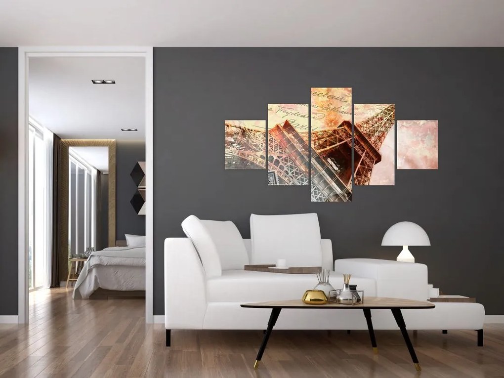 Obraz - Wieża Eiffla w stylu vintage (125x70 cm)