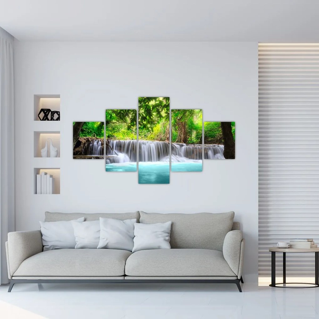 Obraz - Wodospad, turkusowy (125x70 cm)