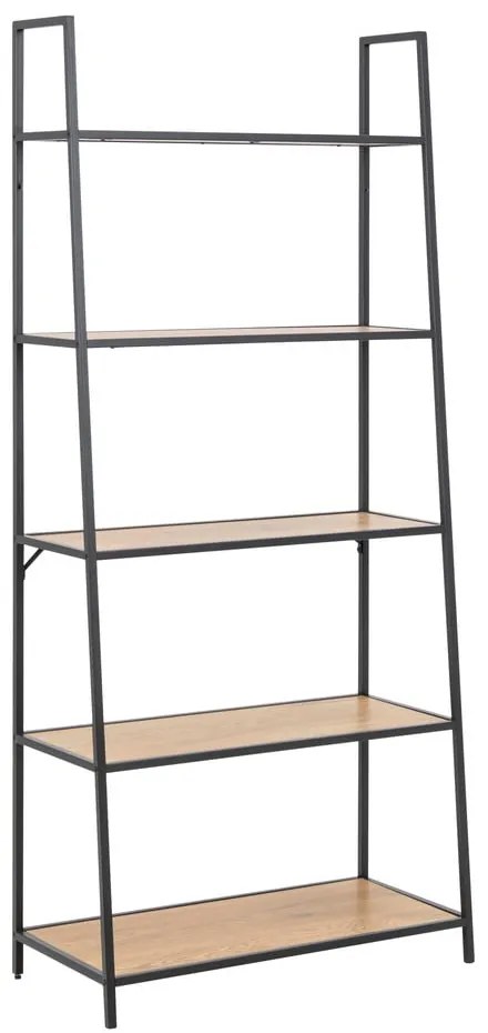 Czarno-naturalny regał w dekorze dębu 77x175 cm Seaford – Actona