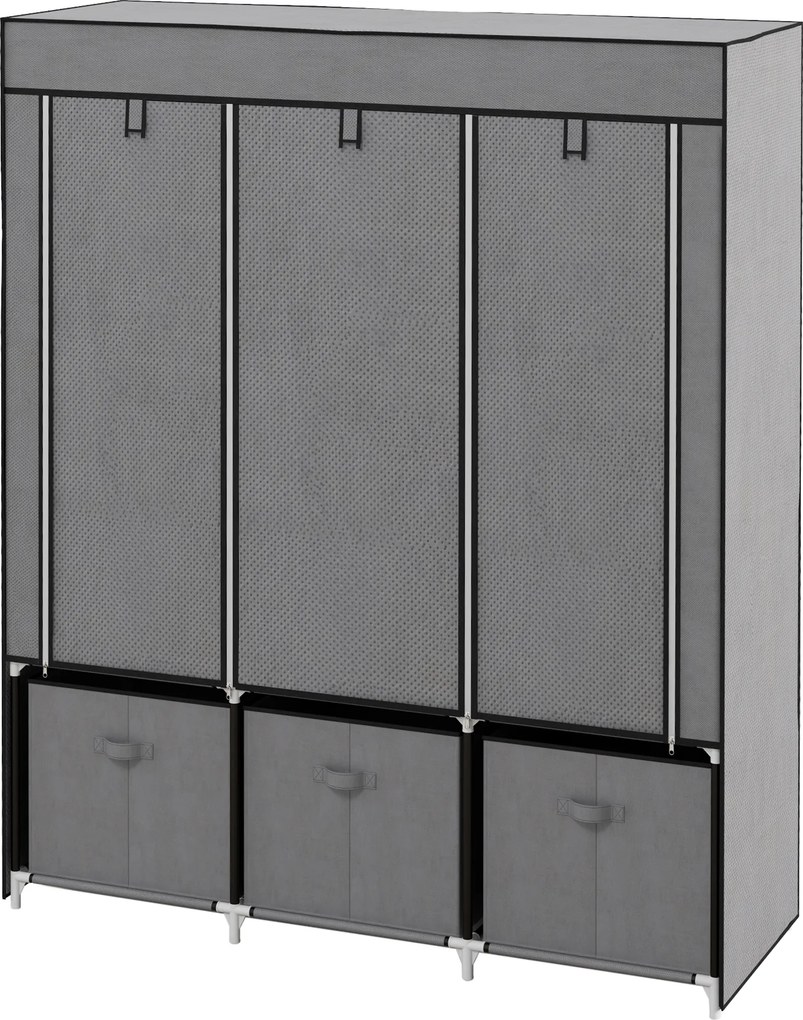 HOMCOM Szafa Składana z Tkaniny Flizelinowej 3 Szuflady Szara 125x43x1625cm | Aosom PL