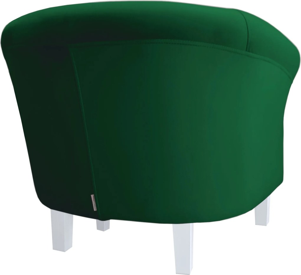 Fotel Milo tkanina Welur wygodny fotel tapicerowany do salonu i sypialni : Kolor nogi - Biała, Kolor tkaniny - VELVET - MG25, Wysokość nogi - 15 cm