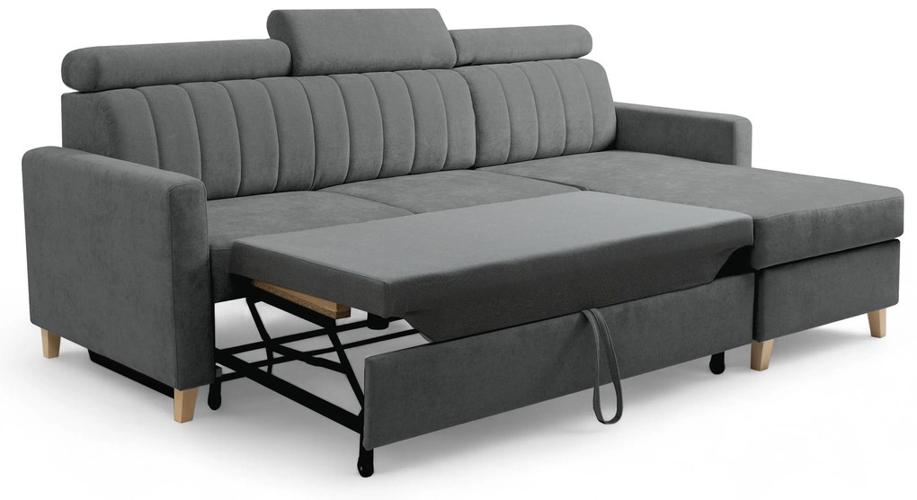 Narożnik Vario z funkcją spania uniwersalny prawo/lewostronny - szary szenil Wind 89