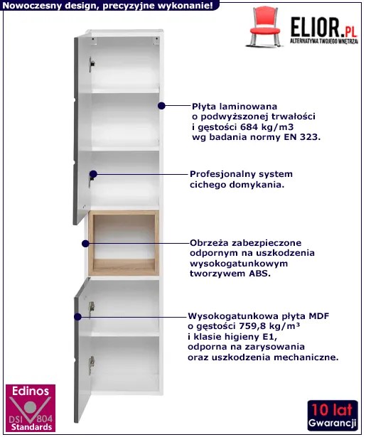 Pionowy wiszący słupek łazienkowy  - Reid 2X Grafit Połysk