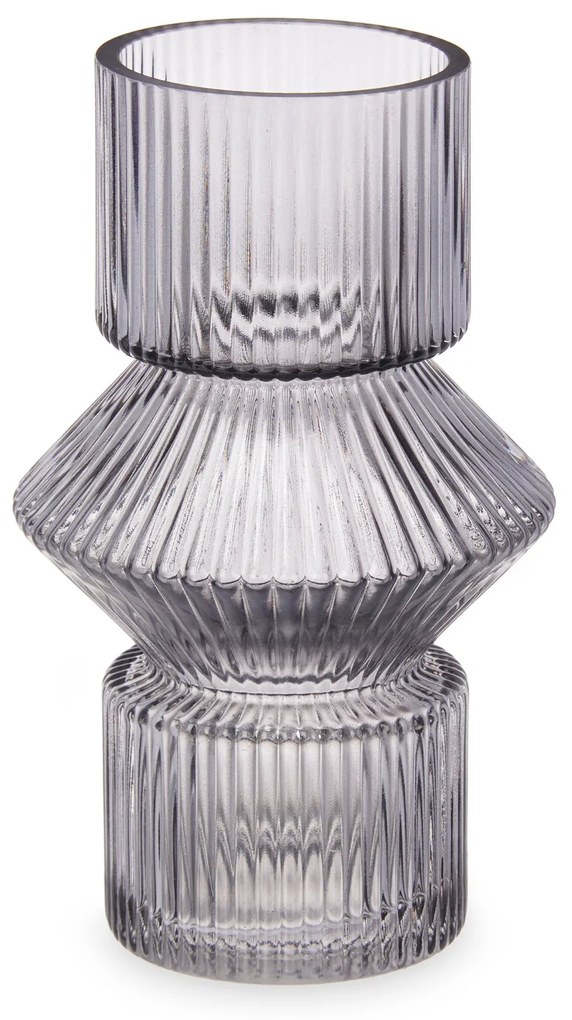 Szklany wazon ryflowane szkło, 9,5 x 16,5 cm