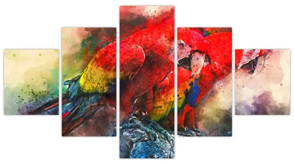 Obraz czerwonych papug Ara (125x70 cm)