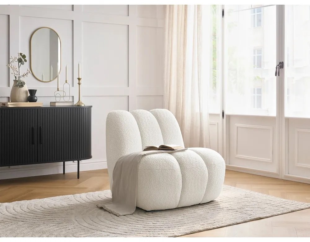 Biały fotel z materiału bouclé Janissaire – Bobochic Paris