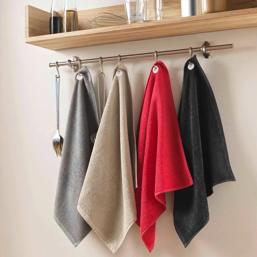 Czerwony bawełniany ręcznik frotte 50x50 cm Cuistot – douceur d'intérieur