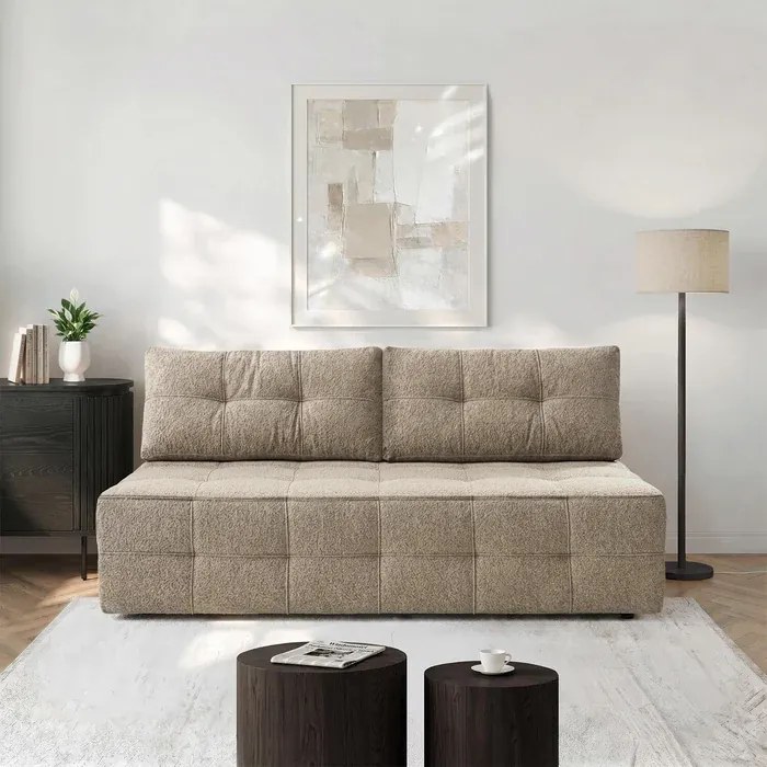 Sofa z Funkcją Spania MORANA Beżowa Boucle Nowoczesna