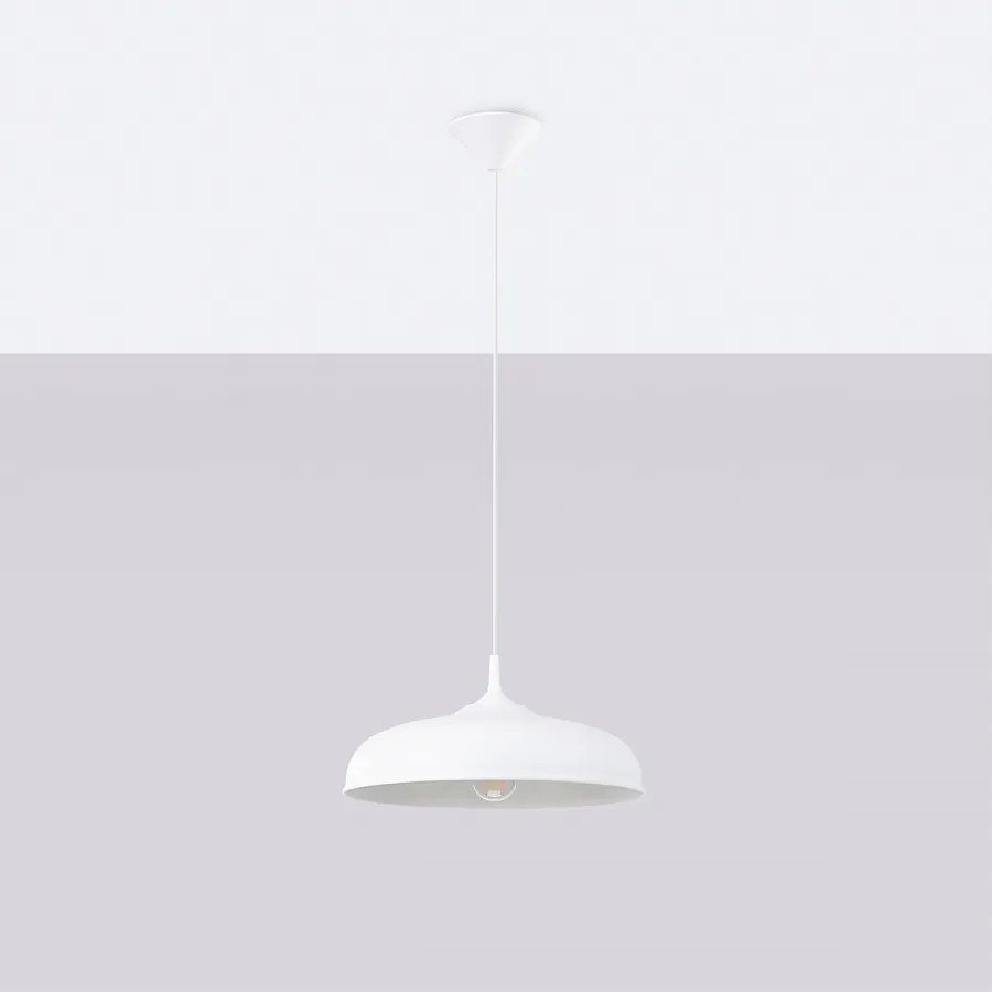 Lampy wiszące skandynawski Zinta, stal - 1 źródło światła 4000K - L.38 x H.74 cm - biały