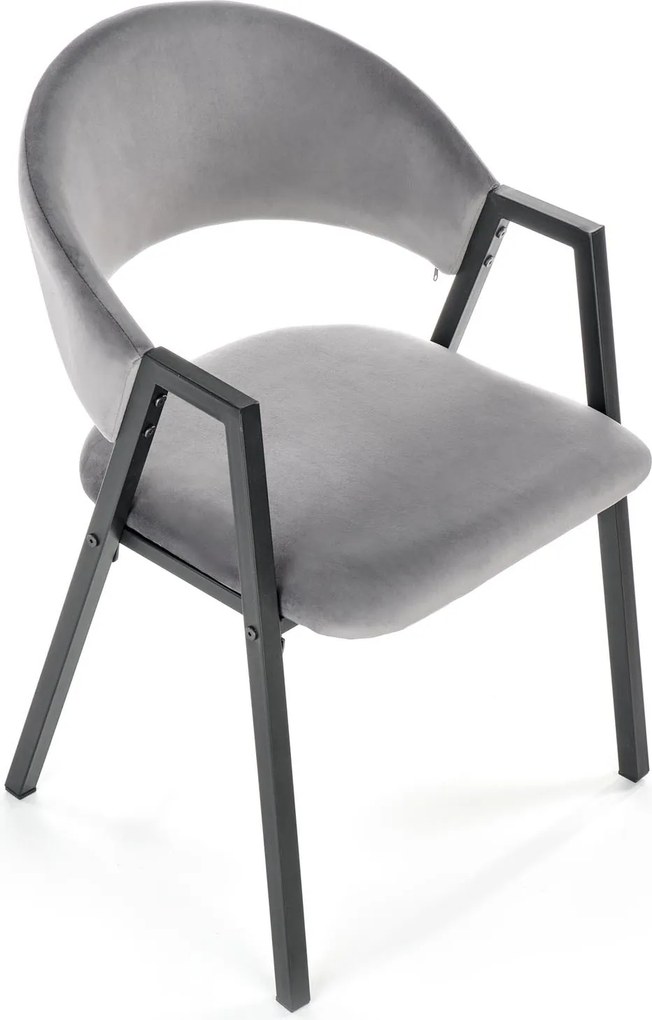 Velvetowe krzesło z podłokietnikami K473