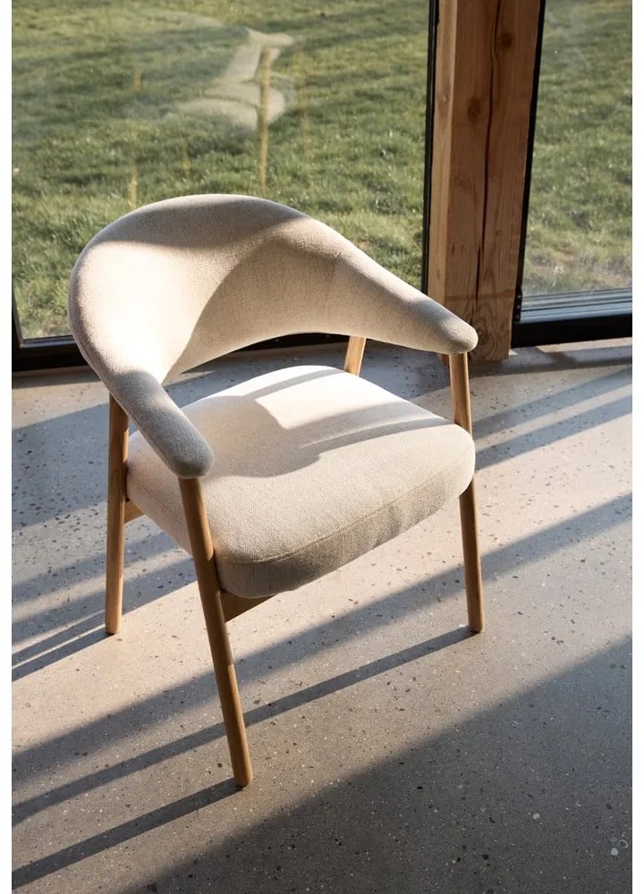 Kremowe fotele jadalniane zestaw z podłokietnikami 2 szt. z litego drewna dębowego Elk – Unique Furniture