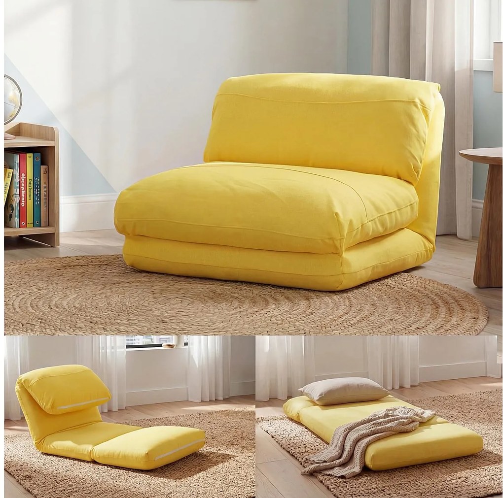 Fotel rozkładany MCW-E68,  żółty