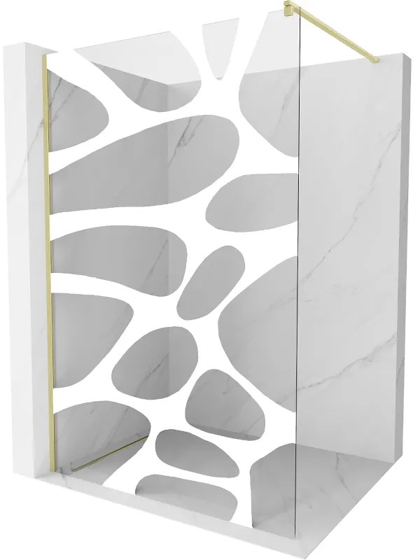 Mexen Kioto ścianka prysznicowa Walk-in 70 x 200 cm, biały wzór 8 mm, złota szczotkowana - 800-070-101-55-97