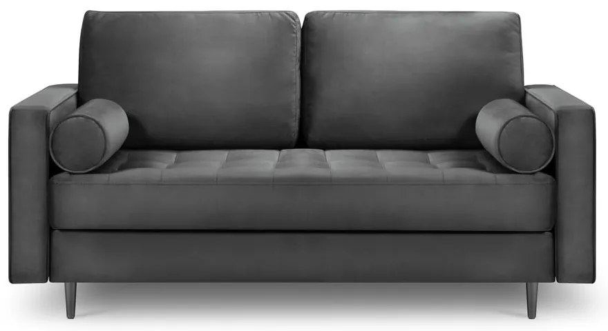 Ciemnoszara aksamitna sofa Milo Casa Santo, 174 cm