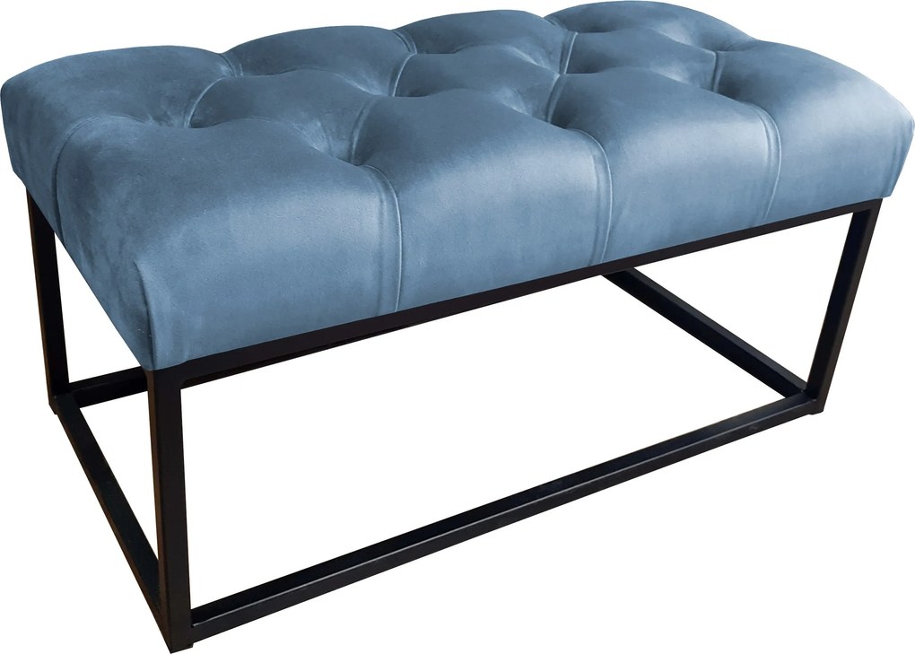 Ławka CHESTERFIELD tkanina Welur loft ławka metal : Kolor Stelaża - Czarny , Kolor tkaniny - VELVET - MG33, Typ tkaniny - Velvet