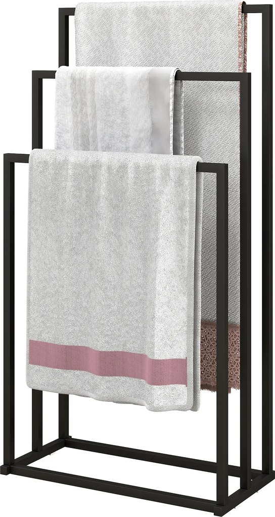HOMCOM Stojak na ręczniki stojący z 3 drążkami, drabinka ze stali 45 x 21,5 x 85 cm