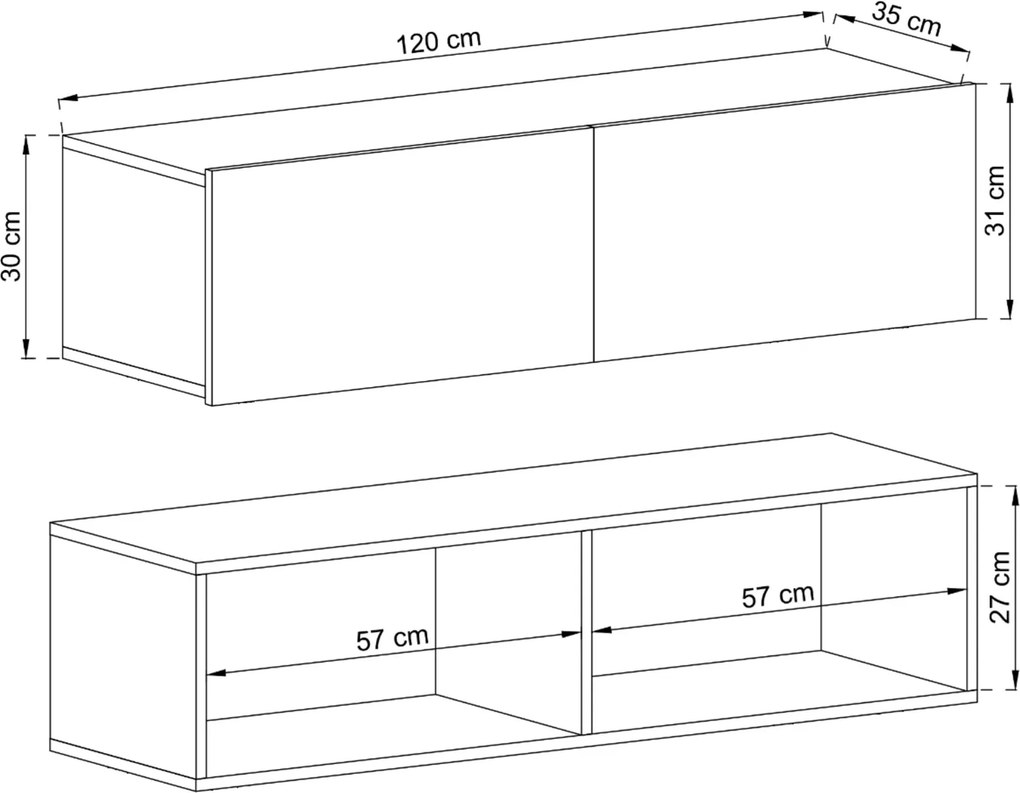 Wisząco stojąca szafka RTV Enjoy 120 cm, kolor kaszmir mat
