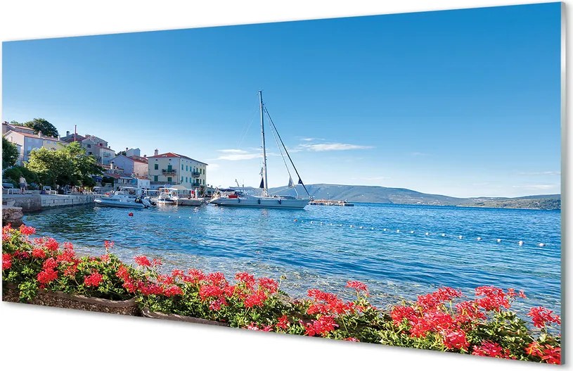 Szklany Panel Statek na Morzu w Lecie