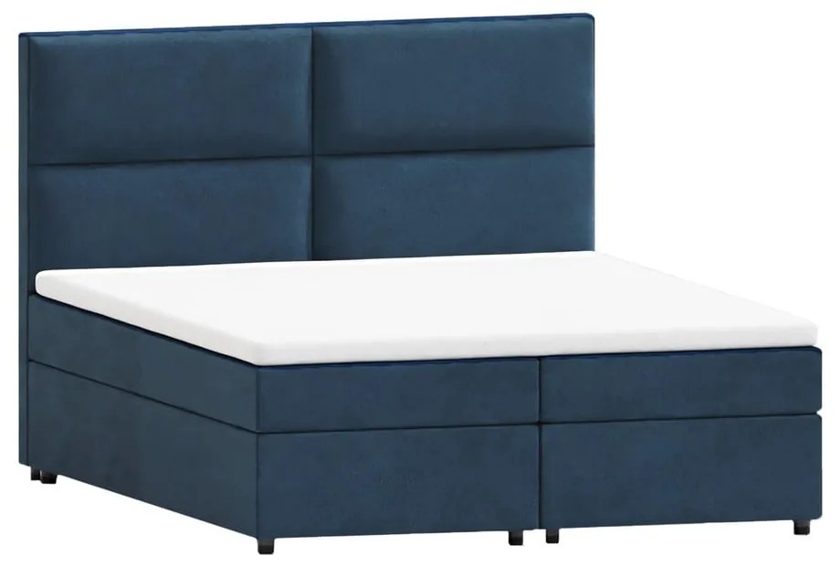Ciemnoniebieskie łóżko boxspring ze schowkiem 140x200 cm Rico – Ropez