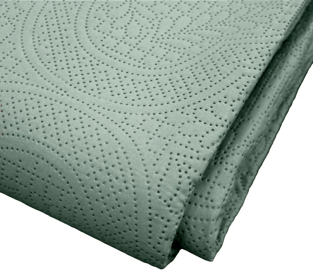 Zielony zestaw narzuty na łóżko i poszewki na poduszkę z mikrowłókna 240x260 cm Romane – douceur d'intérieur