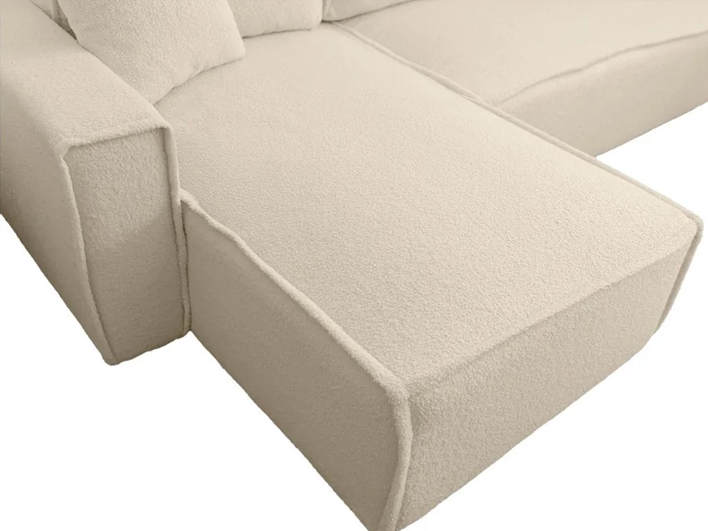 Rozkładana narożna sofa SMART BOUCLE 232x143 cm, kremowa, uniwersalna