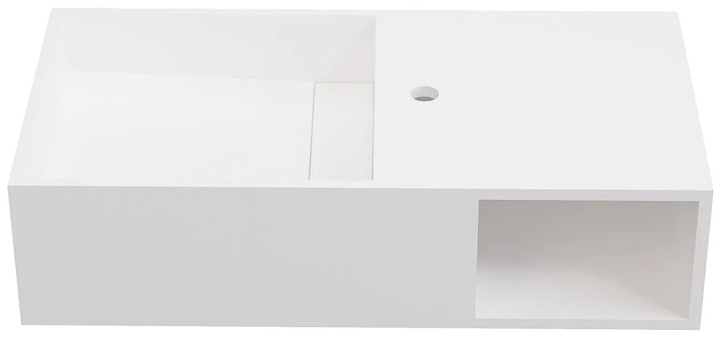 Umywalka wisząca z litą powierzchnią z wnęką – Biała – Szer. 80 x Głęb. 40 x Wys. 20 cm – GOYOKO