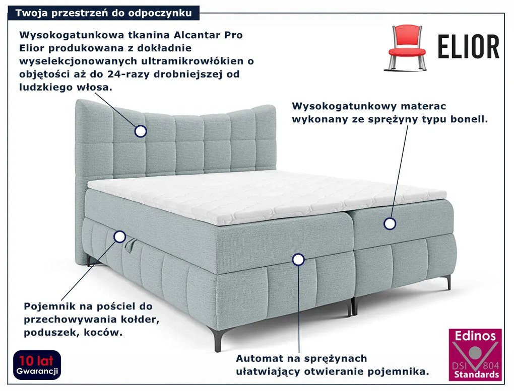 Błękitne pikowane łóżko kontynentalne 5 rozmiarów G9-A56
