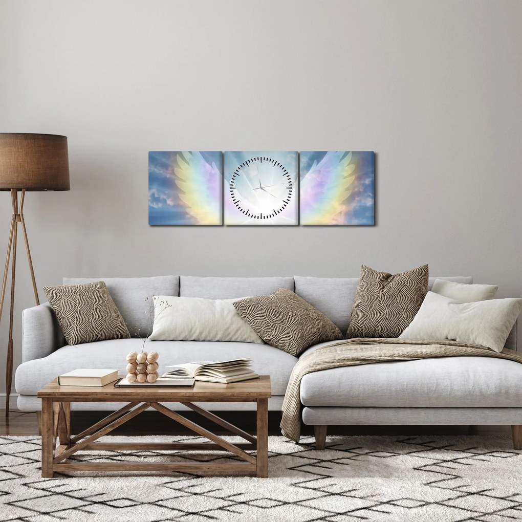 Obraz - Anielska aura (z zegarem) (90x30 cm)