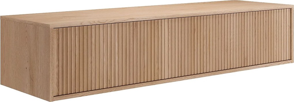 Podwieszana szafka pod umywalkę prążkowana - Jasne naturalne - 150 cm - ARNEGA