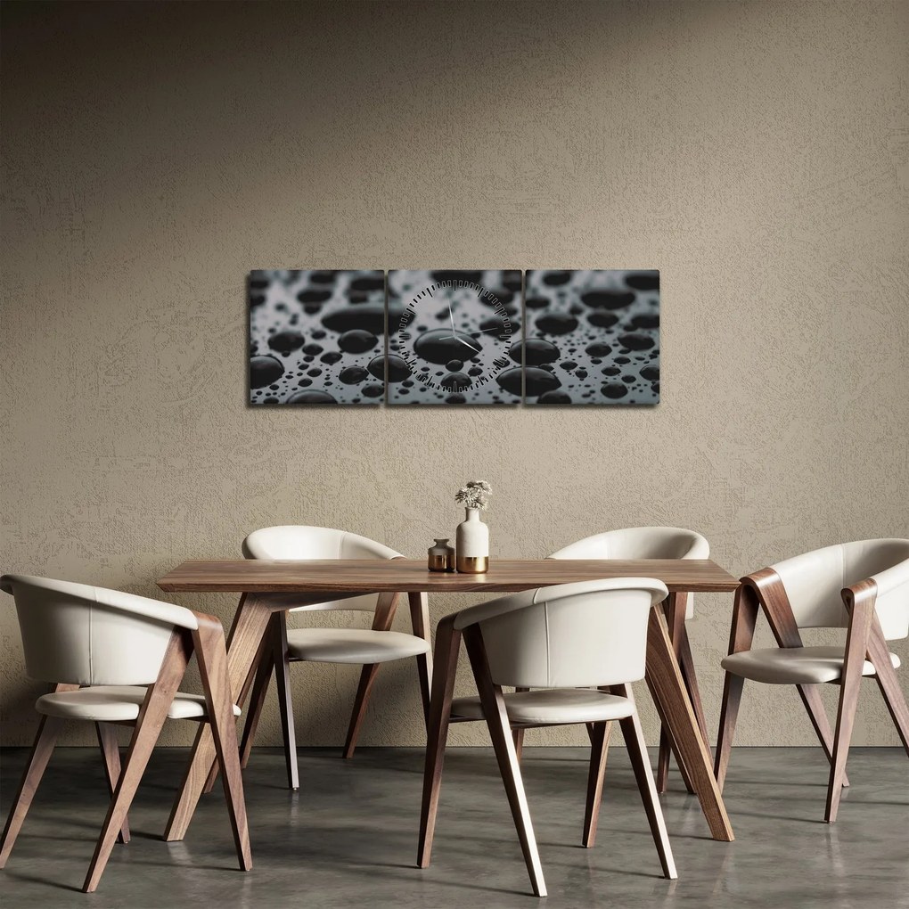 Obraz kropli wody (z zegarem) (90x30 cm)