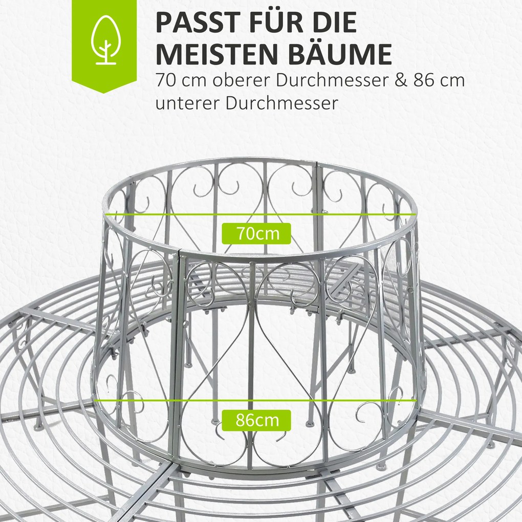 Outsunny Ławka okrągła ławka ogrodowa 360 ° ławka metalowa ∅160cm