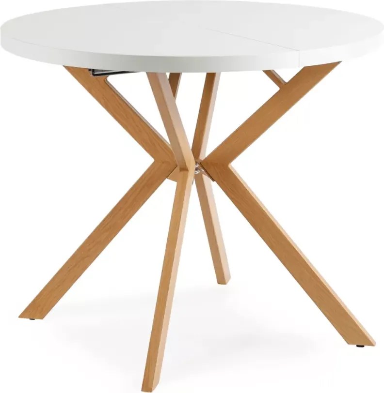 Stół okrągły Auron rozkładany 80-160 cm do jadalni – nowoczesny stół loftowy z blatem MDF do małych mieszkań