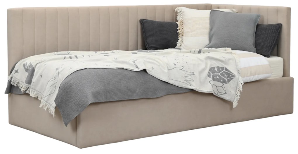 Łóżko młodzieżowe Kiko 90x200 lub 120x200 cm(narożne wezgłowie z pionowymi przeszyciami)