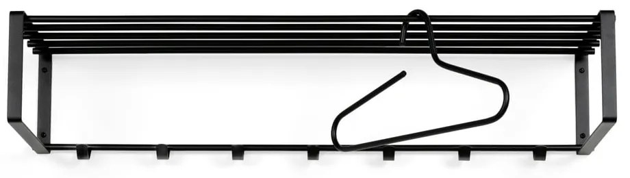 Czarny metalowy wieszak ścienny z półką 100 cm Rex – Spinder Design