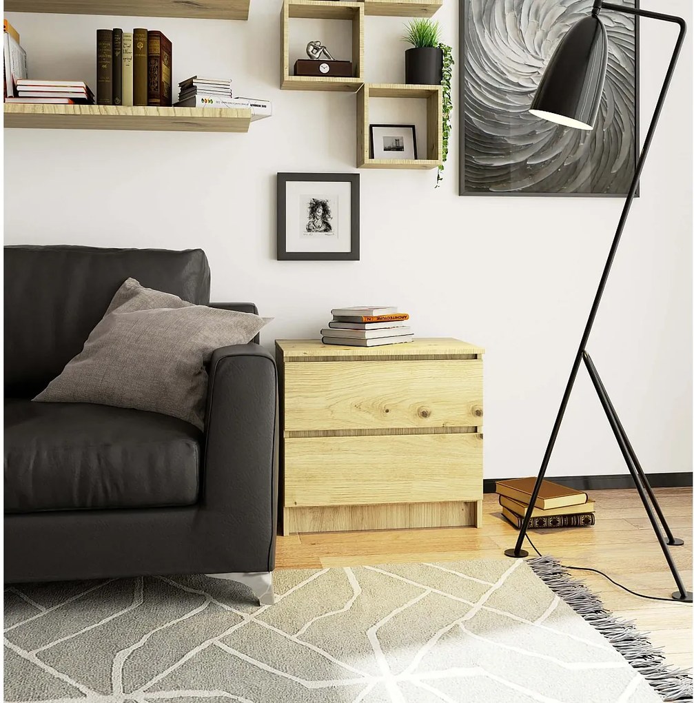 Szafka nocna AKORD K60 Dąb Artisan 60 cm 2 szuflady kolor Dąb Artisan mat 60x40x55 cm